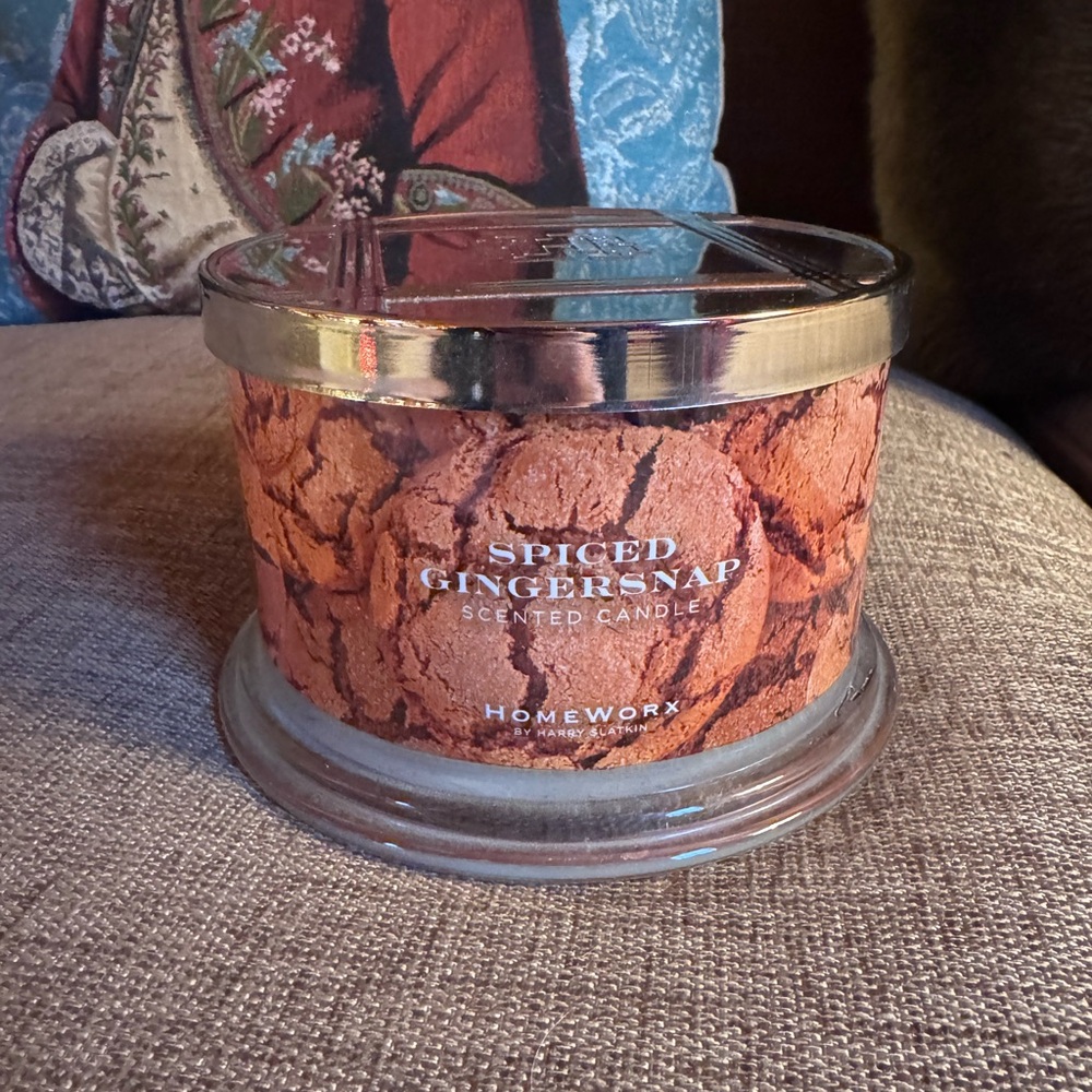 New! Slatkin HomeWorx Spiced Gingersnap Scented Candle - Cookie design!